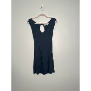 Vintage Y2K Delicia Black Crochet Embroidered Mini Dress M Fairy-Goth Grunge